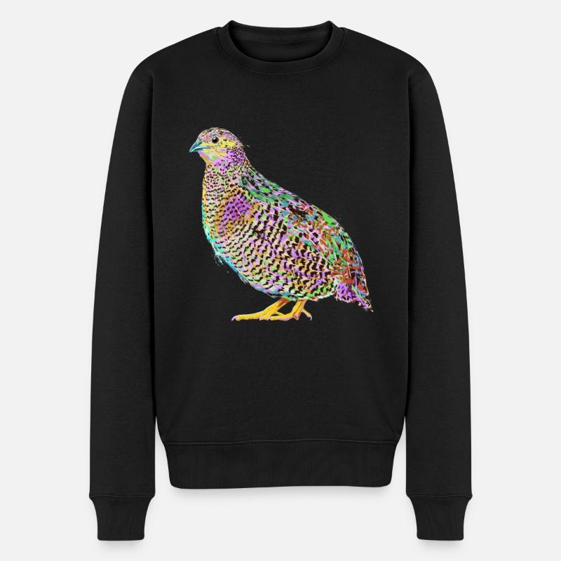 Splash Wachtel - Männer Premium Bio Pullover - Schwarz