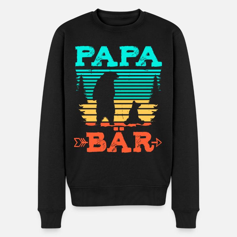 Papa Bär - Männer Premium Bio Pullover - Schwarz