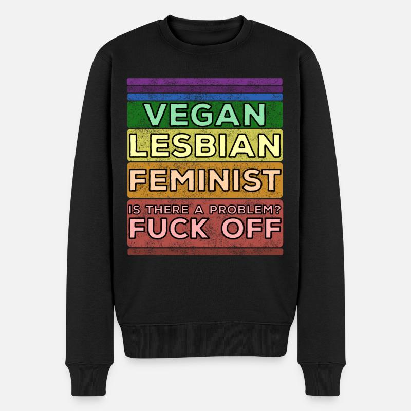 VEGAN LESBIAN FEMINIST - Männer Premium Bio Pullover - Schwarz