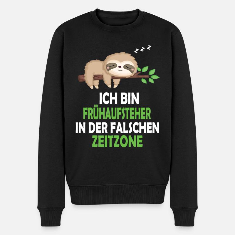 Faultier Schlafanzug Nachthemd Schlafshirt Pyjama - Männer Premium Bio Pullover - Schwarz