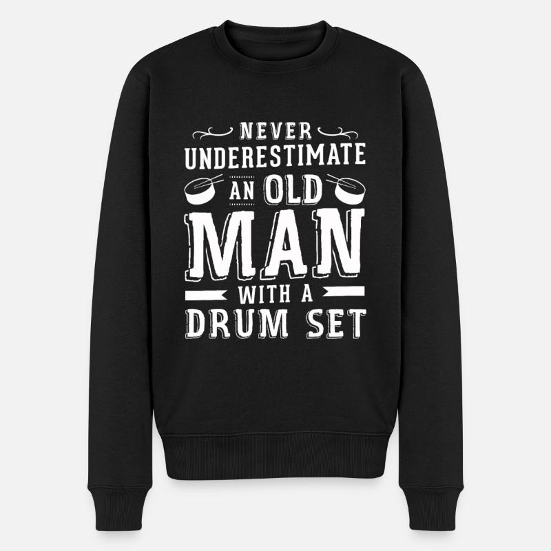Schlagzeuger Design für einen Schlagzeugspieler - Männer Premium Bio Pullover - Schwarz