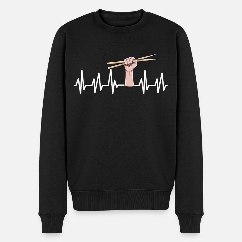 Schlagzeug - Männer Premium Bio Pullover - Schwarz