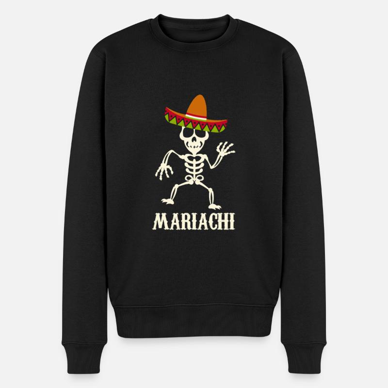 Squelette Mariachi Sombrero Musicien - Pull Premium bio Homme - noir