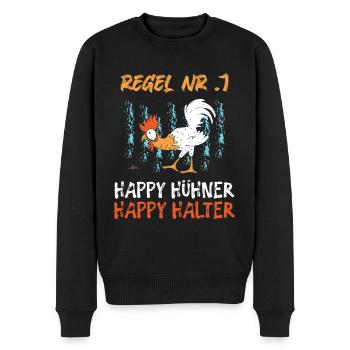 Hühner Huhn Happy Hühner Happy Halter Bauernhof - Männer Premium Bio Pullover - Schwarz - Vorne - Nico (187cm)