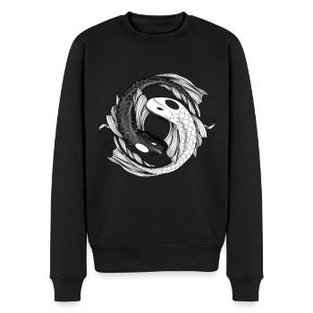 Ying Yang Koi Fisch Zen Retro Vintage Anime Japan - Männer Premium Bio Pullover - Schwarz - Vorne - Nico (187cm)