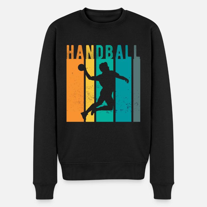 Handball Handballspieler Handballer - Retro - Männer Premium Bio Pullover - Schwarz