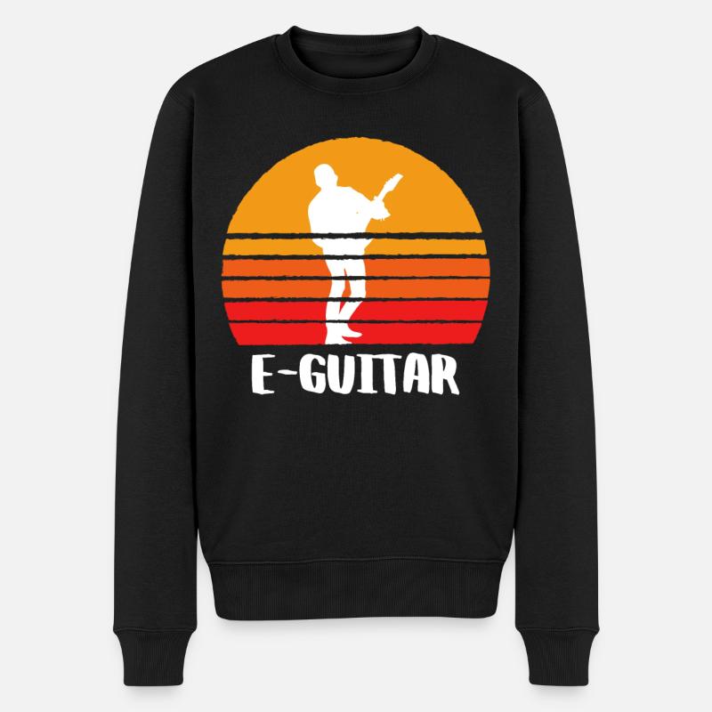 E-Guitar Sunset - Männer Premium Bio Pullover - Schwarz