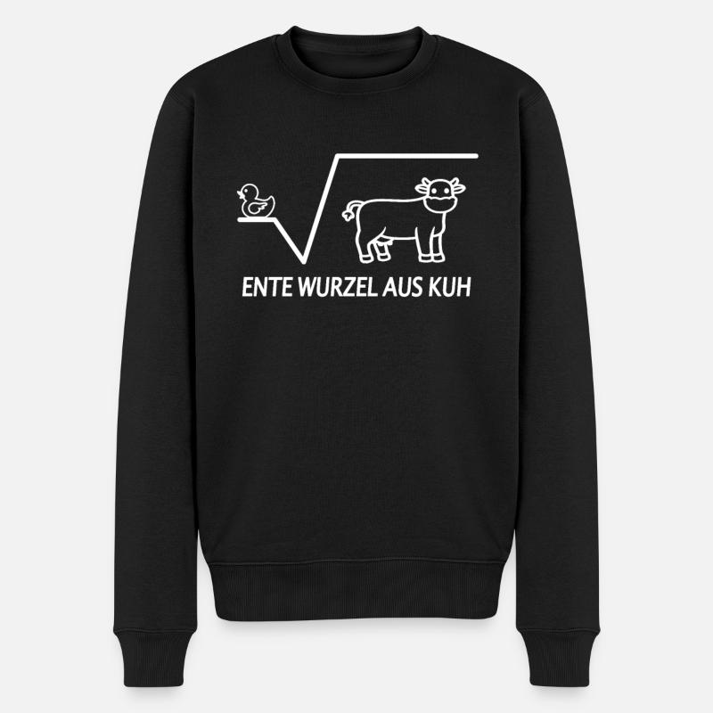 Ente Wurzel aus Kuh Witze Mathe Mathematik Lehrer - Männer Premium Bio Pullover - Schwarz