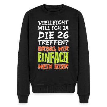 Vielleicht will ich ja die 26 Treffen? Dart Spruch - Männer Premium Bio Pullover - Schwarz - Vorne - Nico (187cm)
