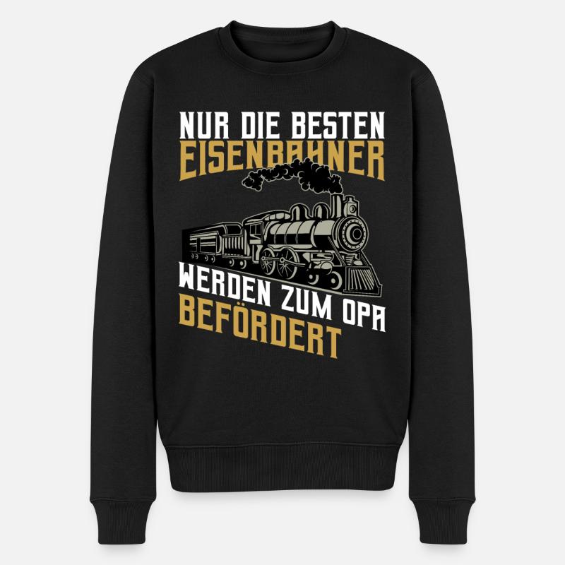 Eisenbahner Opa Eisenbahn Lokführer Geschenk - Männer Premium Bio Pullover - Schwarz