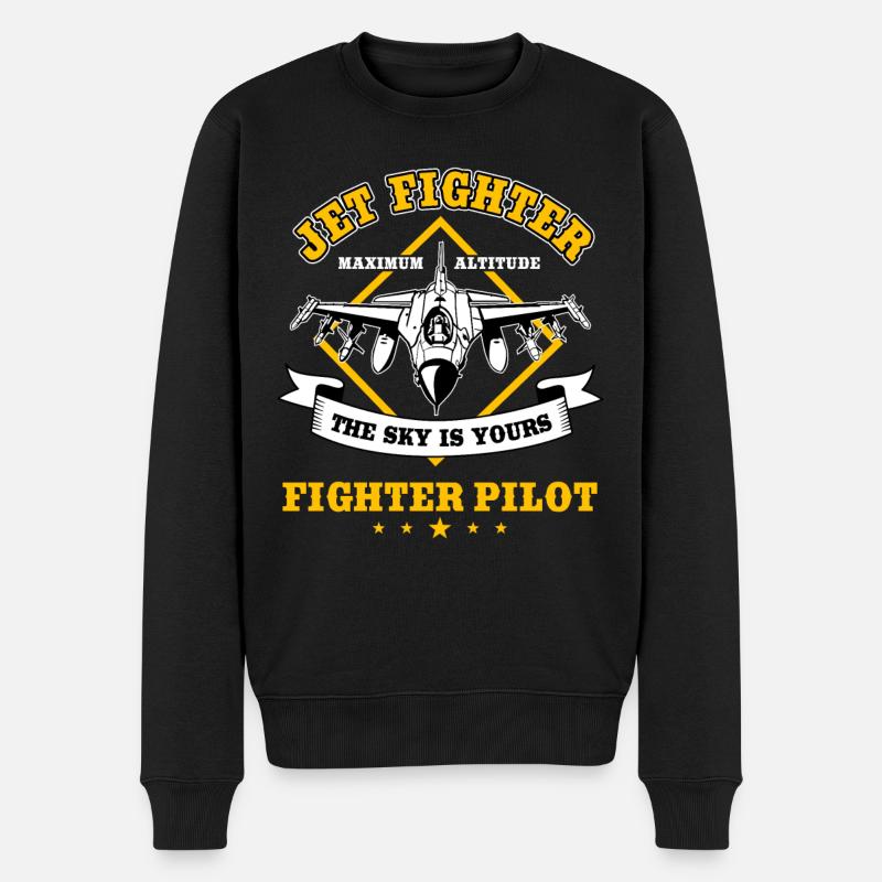 Kampfpilot Düsenjäger - Männer Premium Bio Pullover - Schwarz