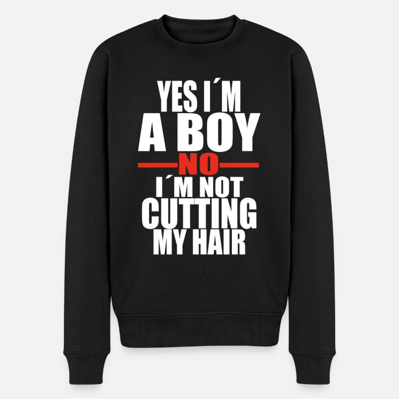 Citation de cheveux longs garçon - Pull Premium bio Homme - noir
