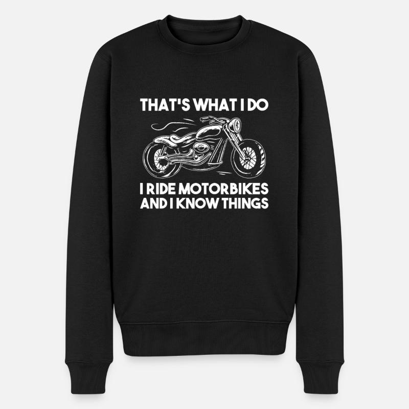 I love motorbikes - Männer Premium Bio Pullover - Schwarz