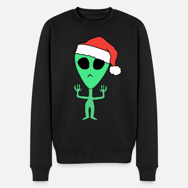 Alien Weihnachten Weihnachtsmann - Männer Premium Bio Pullover - Schwarz
