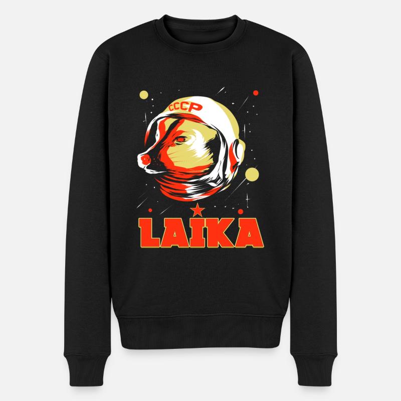 Laika Space Dog Sowjetunion Raumfahrt Hund - Männer Premium Bio Pullover - Schwarz