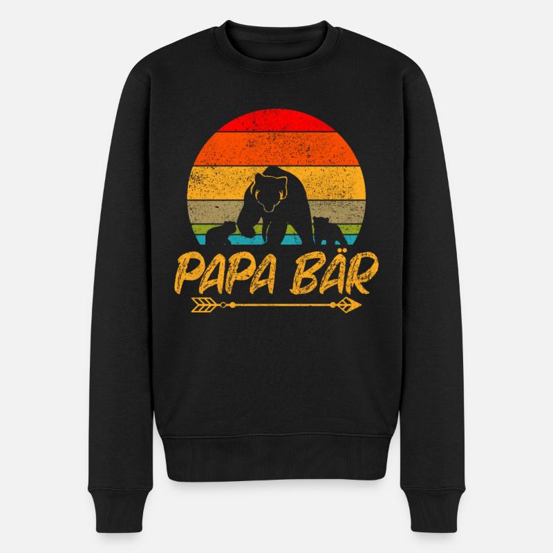 Zweifach Vater Geschenk Papa von zwei Kindern - Männer Premium Bio Pullover - Schwarz