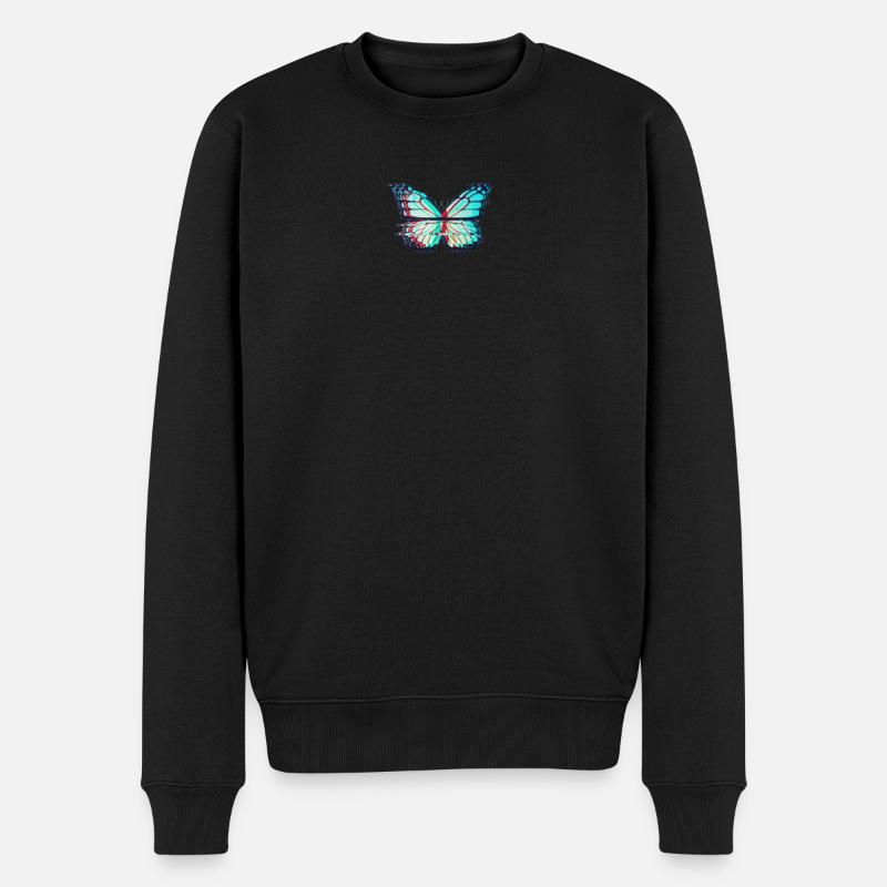Glitch Butterfly Aesthetic - Butterfly - Männer Premium Bio Pullover - Schwarz