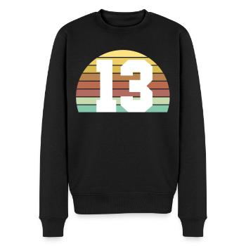 13 - Männer Premium Bio Pullover - Schwarz - Vorne - Nico (187cm)
