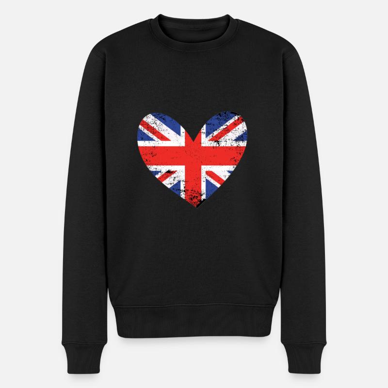 Großbritannien Herz - Männer Premium Bio Pullover - Schwarz