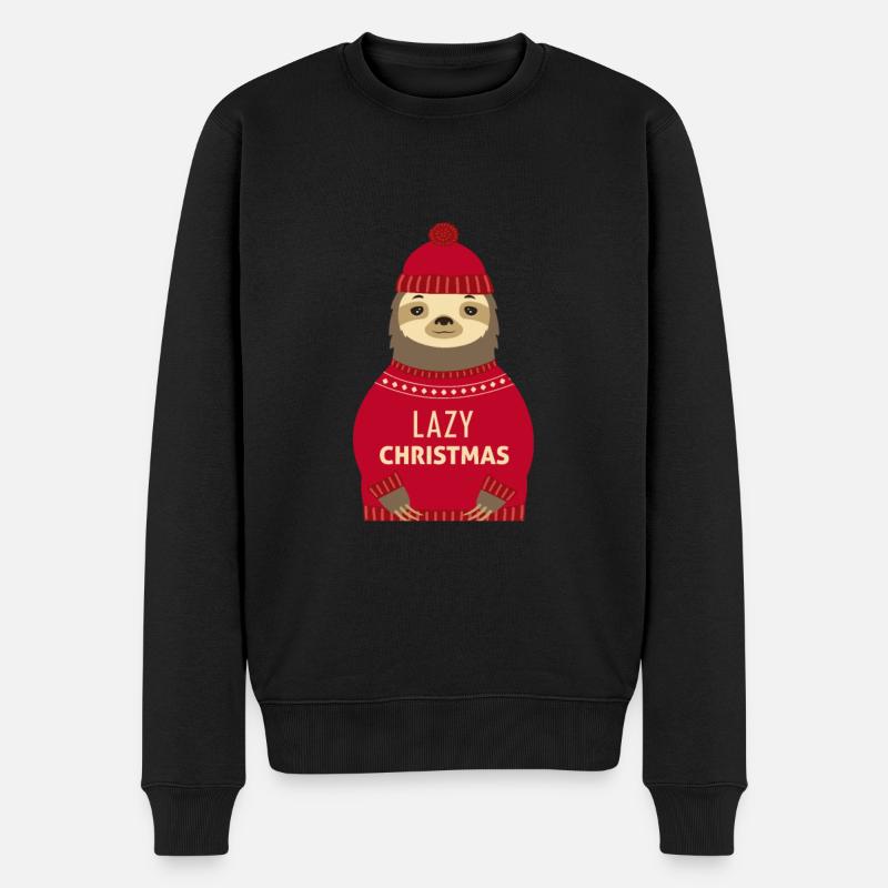 Lazy Christmas Faultier Weihnachten - Männer Premium Bio Pullover - Schwarz