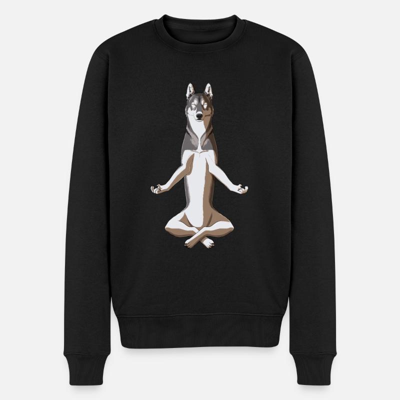 Meditierender Westsibirischer Laika - Männer Premium Bio Pullover - Schwarz
