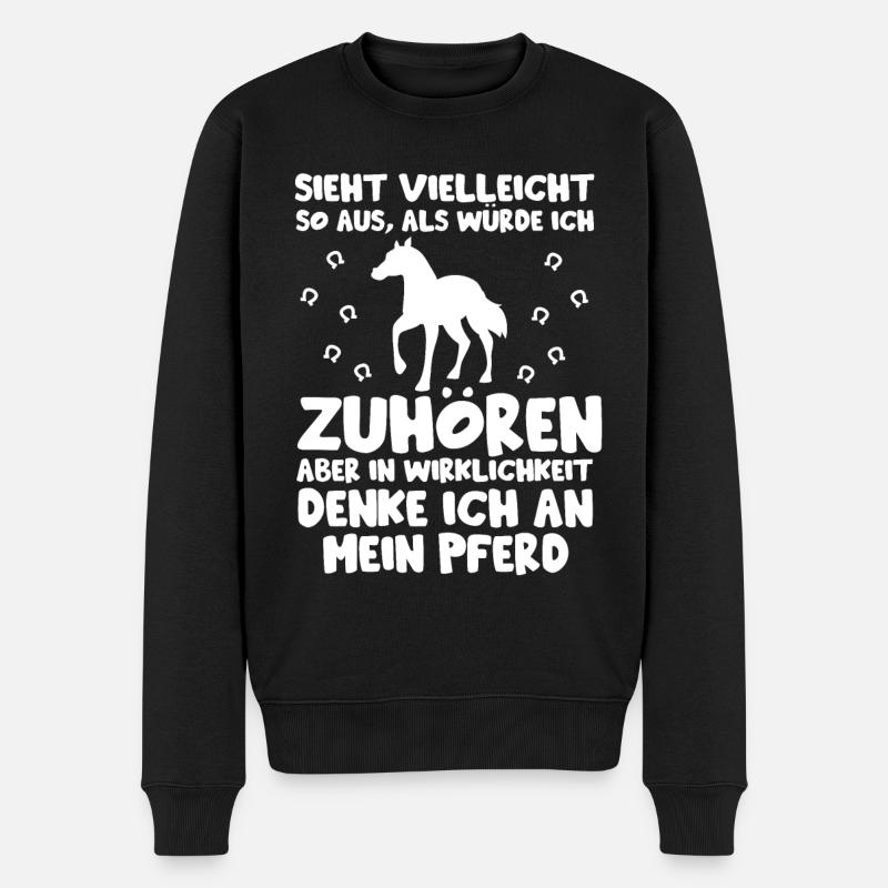 Lustiges Pferde Shirt - Männer Premium Bio Pullover - Schwarz