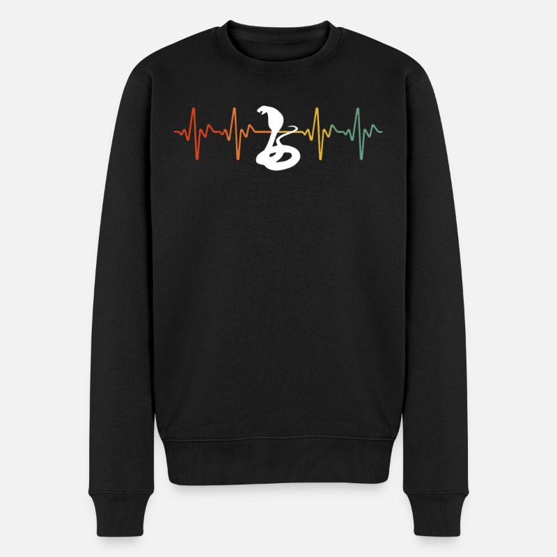 Vintage Snake Heartbeat - Männer Premium Bio Pullover - Schwarz