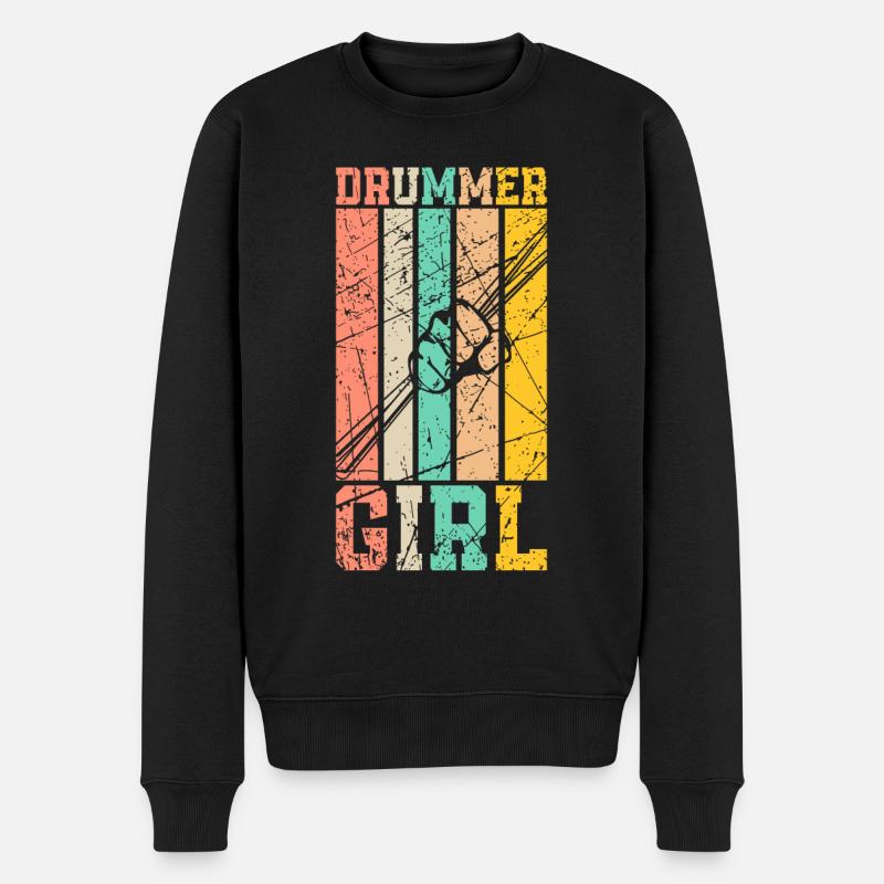 Schlagzeug Frauen - Männer Premium Bio Pullover - Schwarz