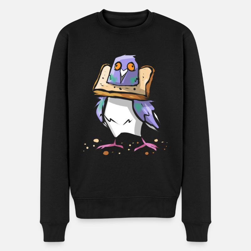 Lustige Taube mit Brot - Tauben Flüsterer Vogel - Männer Premium Bio Pullover - Schwarz