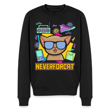 90er Jahre Party 90ziger Vintage Retro Katze 90s - Männer Premium Bio Pullover - Schwarz - Vorne - Nico (187cm)