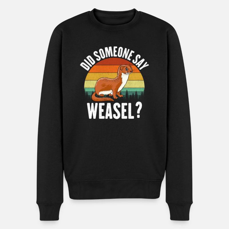Wieselflüsterer, Wiesel - Männer Premium Bio Pullover - Schwarz