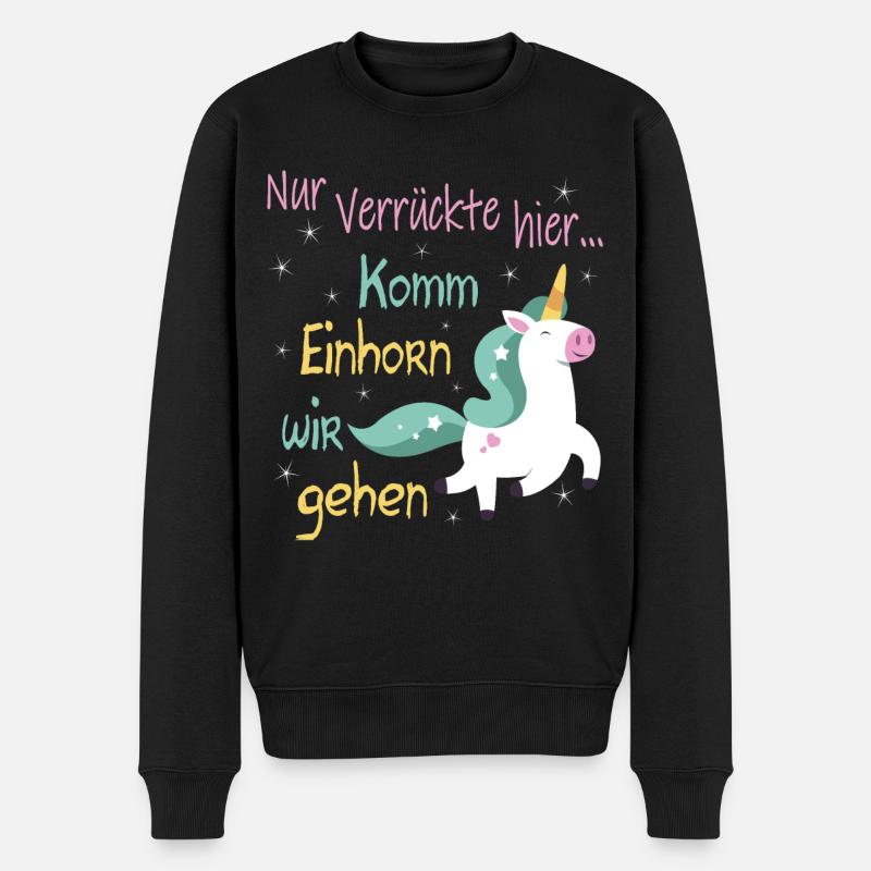 Komm Einhorn wir gehen magical cute unicorn gift - Männer Premium Bio Pullover - Schwarz