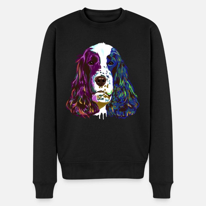 Splash English Cocker Spaniel Hund - Männer Premium Bio Pullover - Schwarz