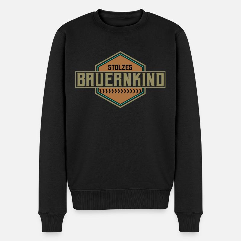 Bauernkind Dorf Land retro vintage - Männer Premium Bio Pullover - Schwarz