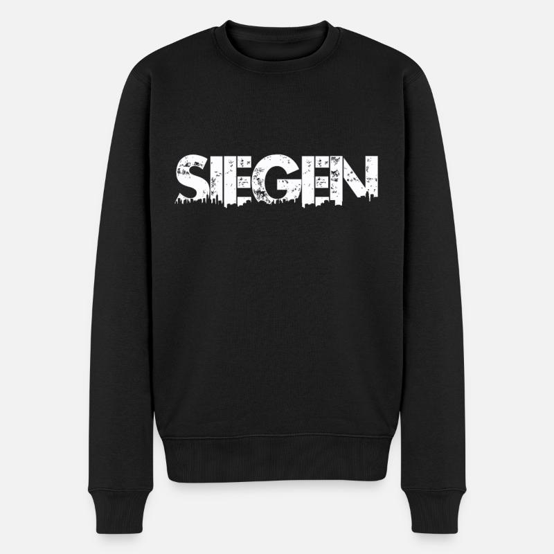 Siegen Skyline - Männer Premium Bio Pullover - Schwarz