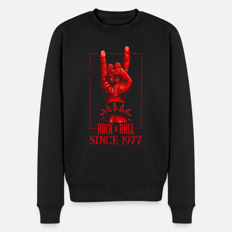 Rock & Roll Since 1977 - 43. Geburtstagsgeschenk - Männer Premium Bio Pullover - Schwarz