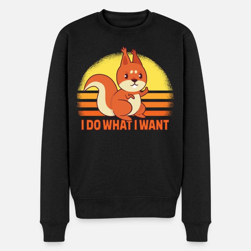 Lustiges Eichhörnchen ist frech - Geschenk - Männer Premium Bio Pullover - Schwarz