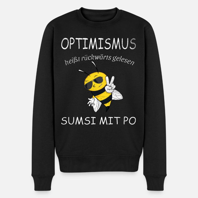 Sumsi mit Po Optimismus Bienen Lustiges Spaß Humor - Männer Premium Bio Pullover - Schwarz