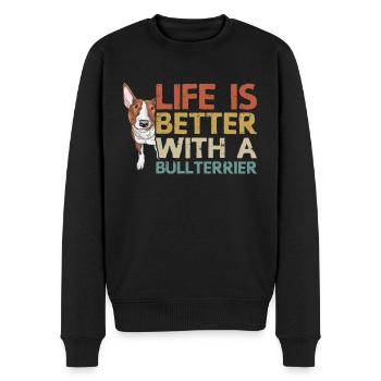 Bull Terrier | Cadeau de propriétaire de chien Bull Terrier - Pull Premium bio Homme - noir - Devant - Nico (187cm)