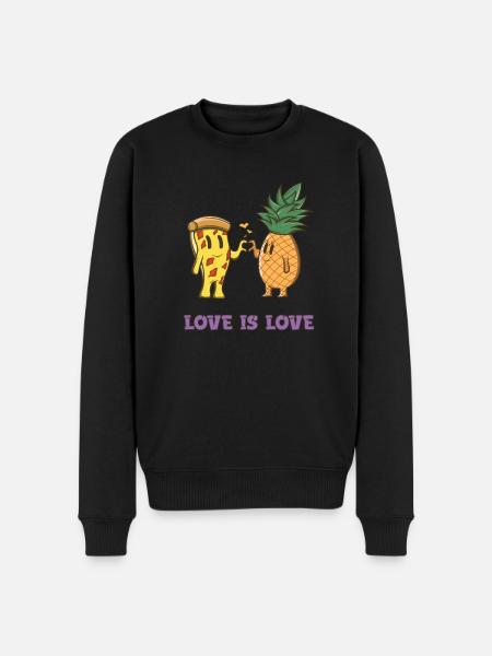 Love Is Love - Pizza hawaiana Love - Pizza de piña - Sudadera ecológica prémium para hombre - negro