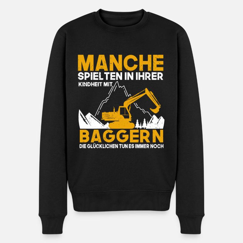 Bagger Kindheit Baggerfahrer - Männer Premium Bio Pullover - Schwarz