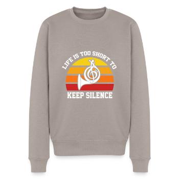Horn Retro Blasorchester Konzert Musiker - Männer Premium Bio Pullover - Taupe - Vorne - Nico (187cm)
