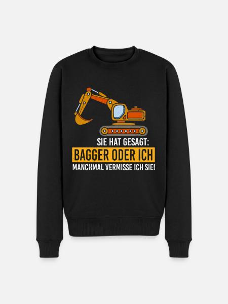 Bagger oder ich - Männer Premium Bio Pullover - Schwarz