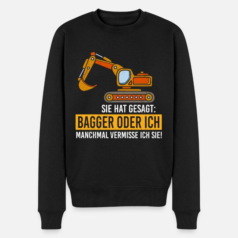 Bagger oder ich - Männer Premium Bio Pullover - Schwarz