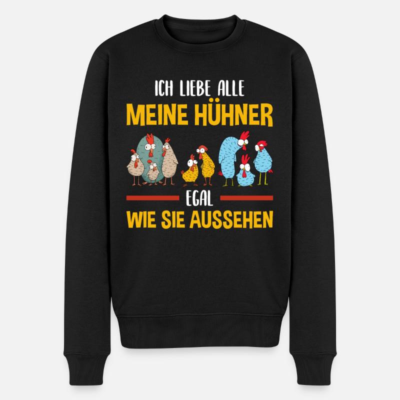 Ich liebe alle meine Hühner Landwirt Huhn Geschenk - Männer Premium Bio Pullover - Schwarz