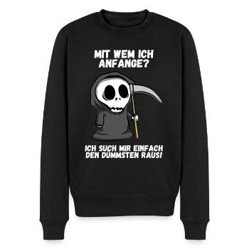 Dumm dümmer am dümmsten Tod Reaper Spruch Geschenk - Männer Premium Bio Pullover - Schwarz - Vorne - Nico (187cm)
