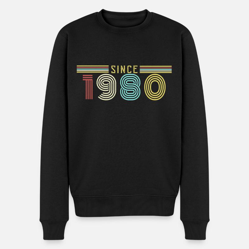seit 1980, 90iger Jahre, 40 Jahre - Männer Premium Bio Pullover - Schwarz