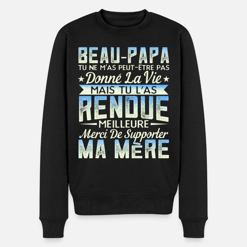 Beau-Pére Cadeau Beau-Papa Cadeaux - Pull Premium bio Homme - noir