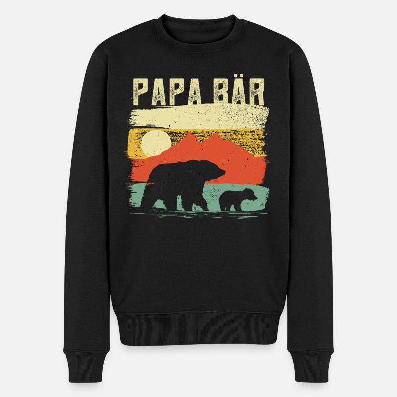 Papa Bär - Männer Premium Bio Pullover - Schwarz