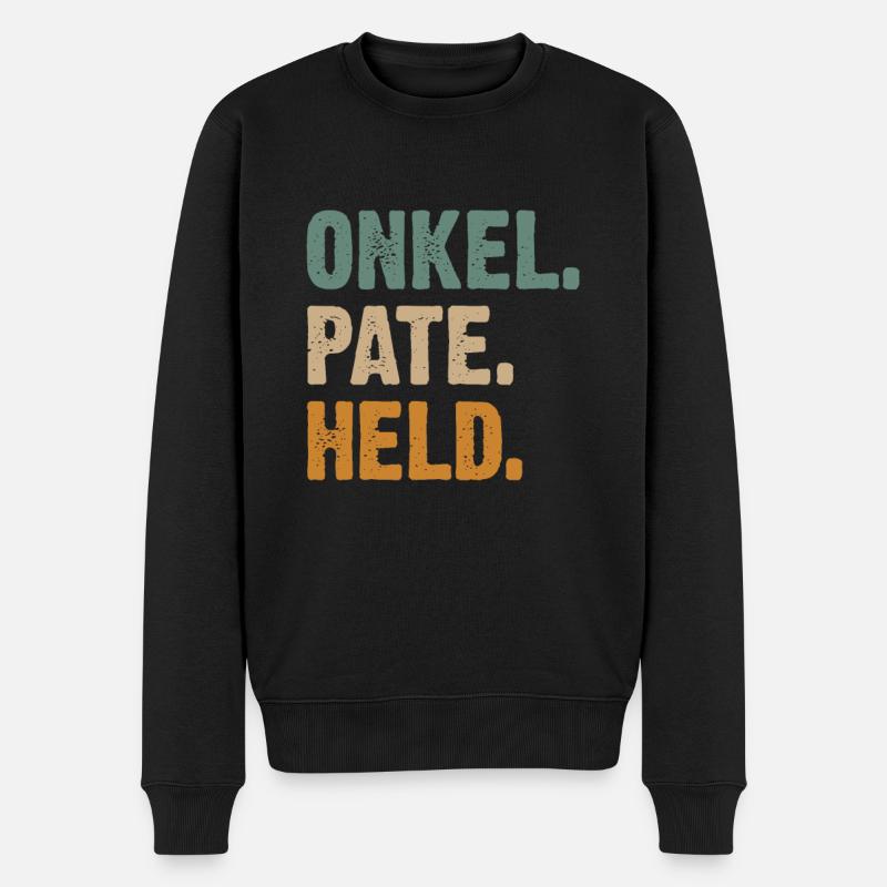 Onkel Pate Held - Patenonkel - Männer Premium Bio Pullover - Schwarz